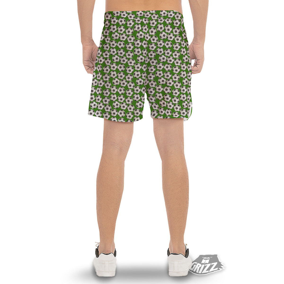 Soccer Ball Green Print Pattern Men's Gym Shorts-grizzshop