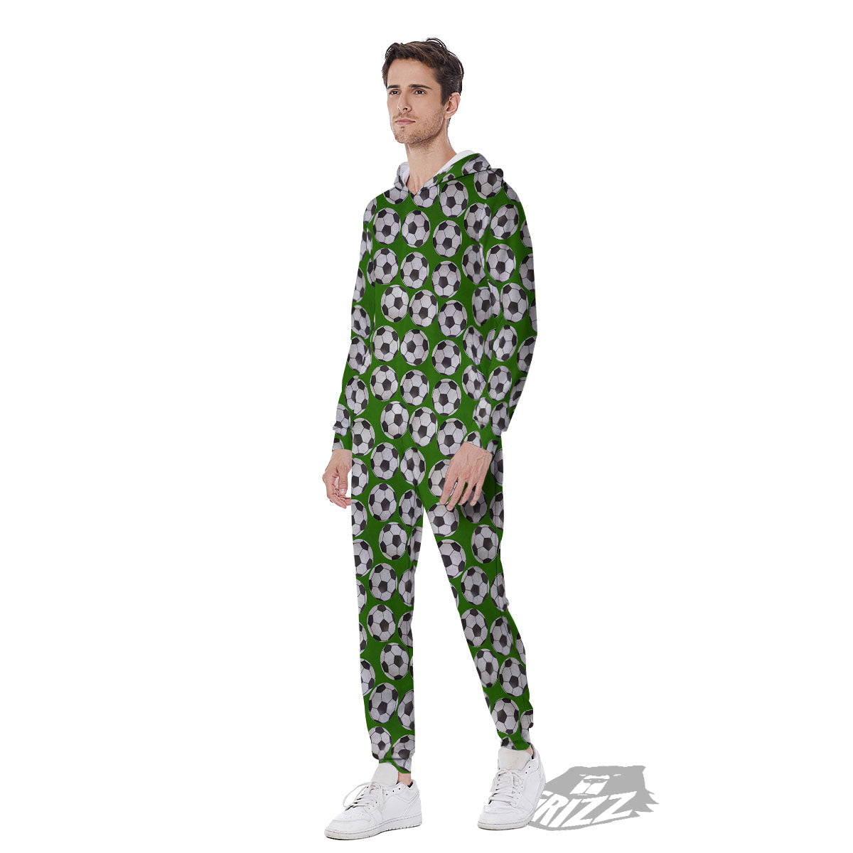 Soccer Ball Green Print Pattern Men's Jumpsuit-grizzshop