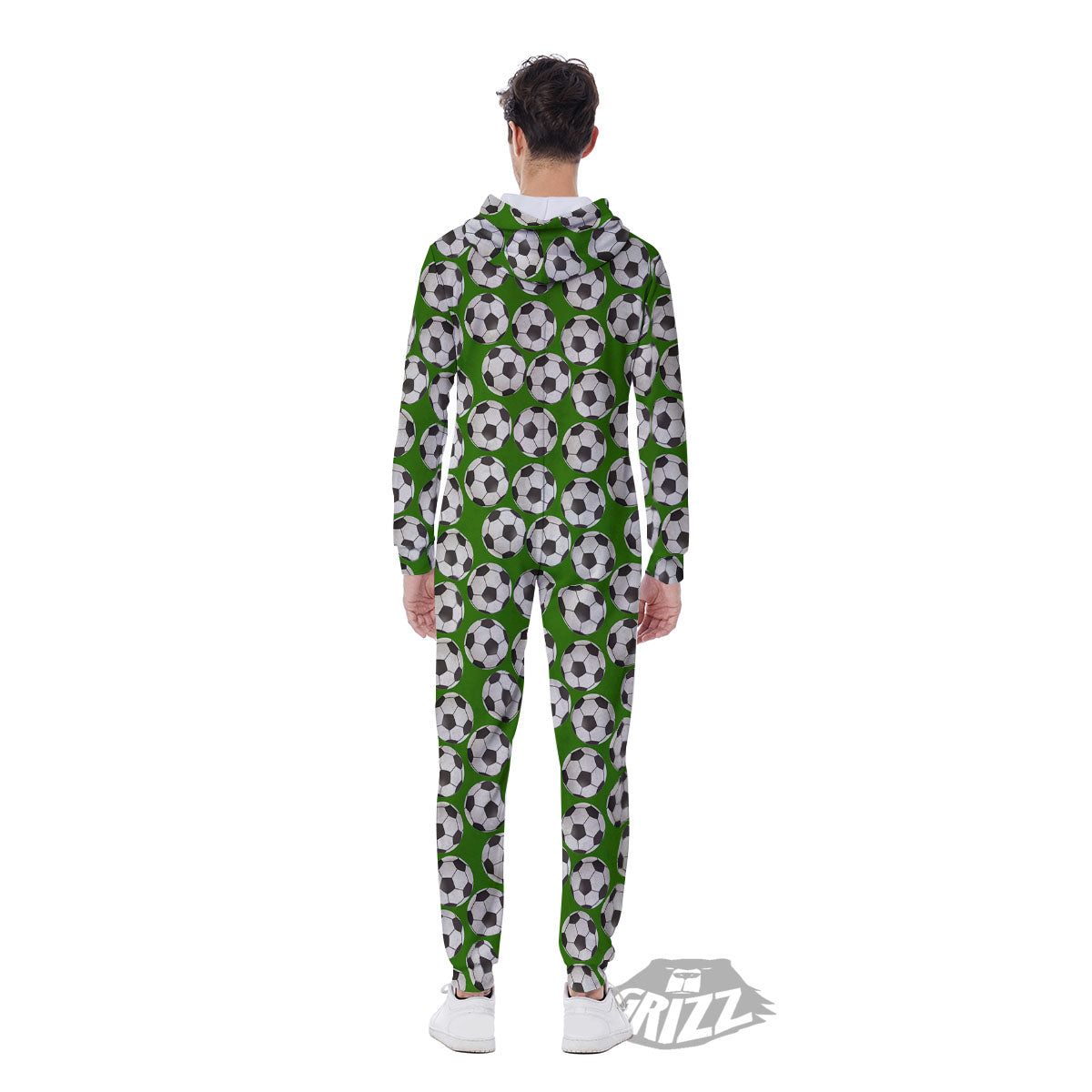 Soccer Ball Green Print Pattern Men's Jumpsuit-grizzshop