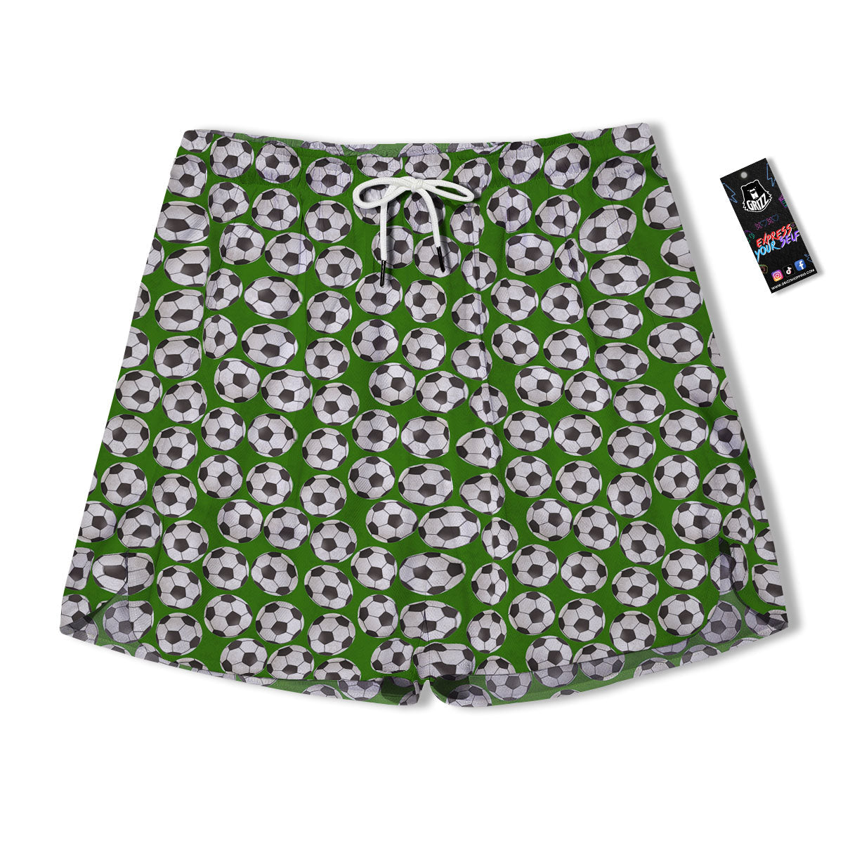 Soccer Ball Green Print Pattern Men's Running Shorts-grizzshop