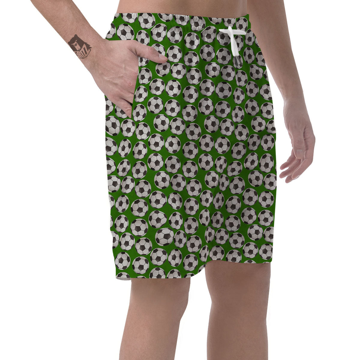 Soccer Ball Green Print Pattern Men's Shorts-grizzshop