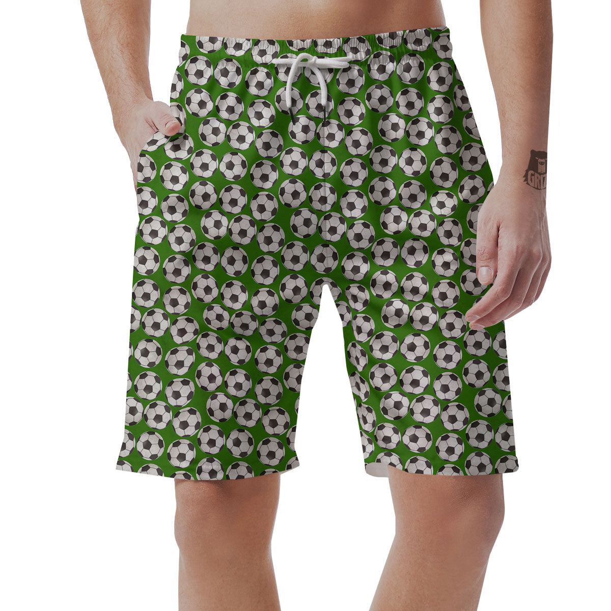 Soccer Ball Green Print Pattern Men's Shorts-grizzshop