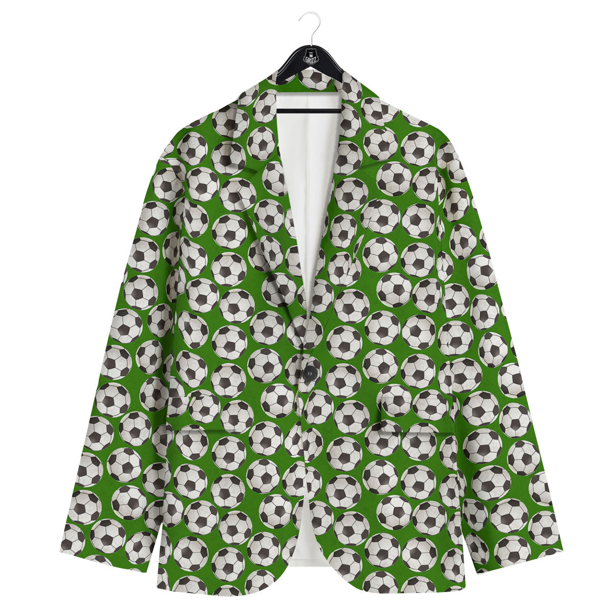 Soccer Ball Green Print Pattern Men's Sport Coat-grizzshop