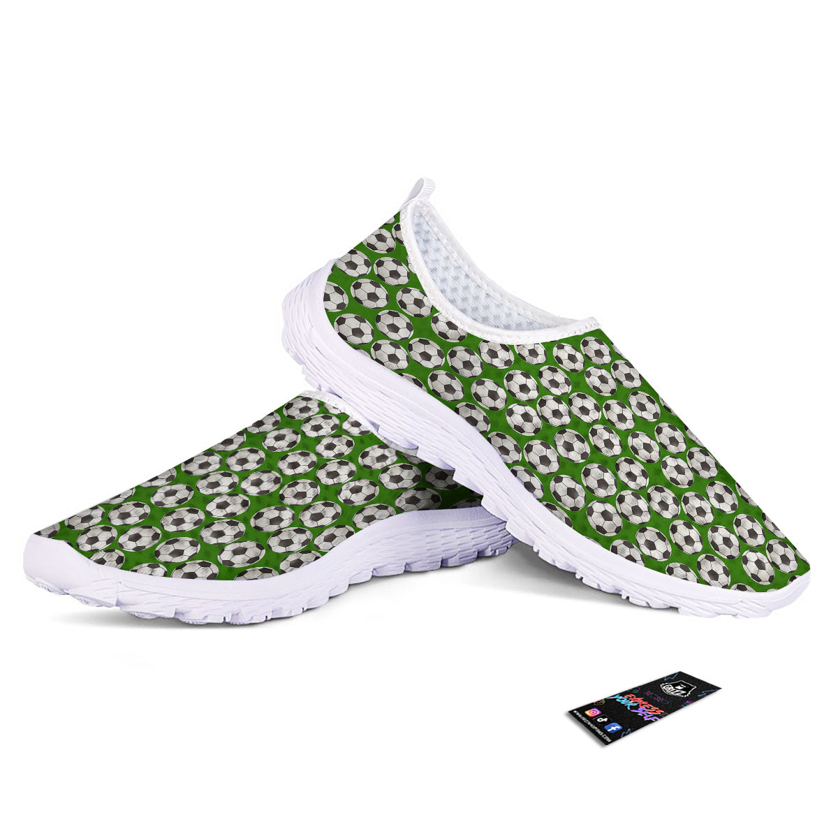 Soccer Ball Green Print Pattern Nurse Shoes-grizzshop