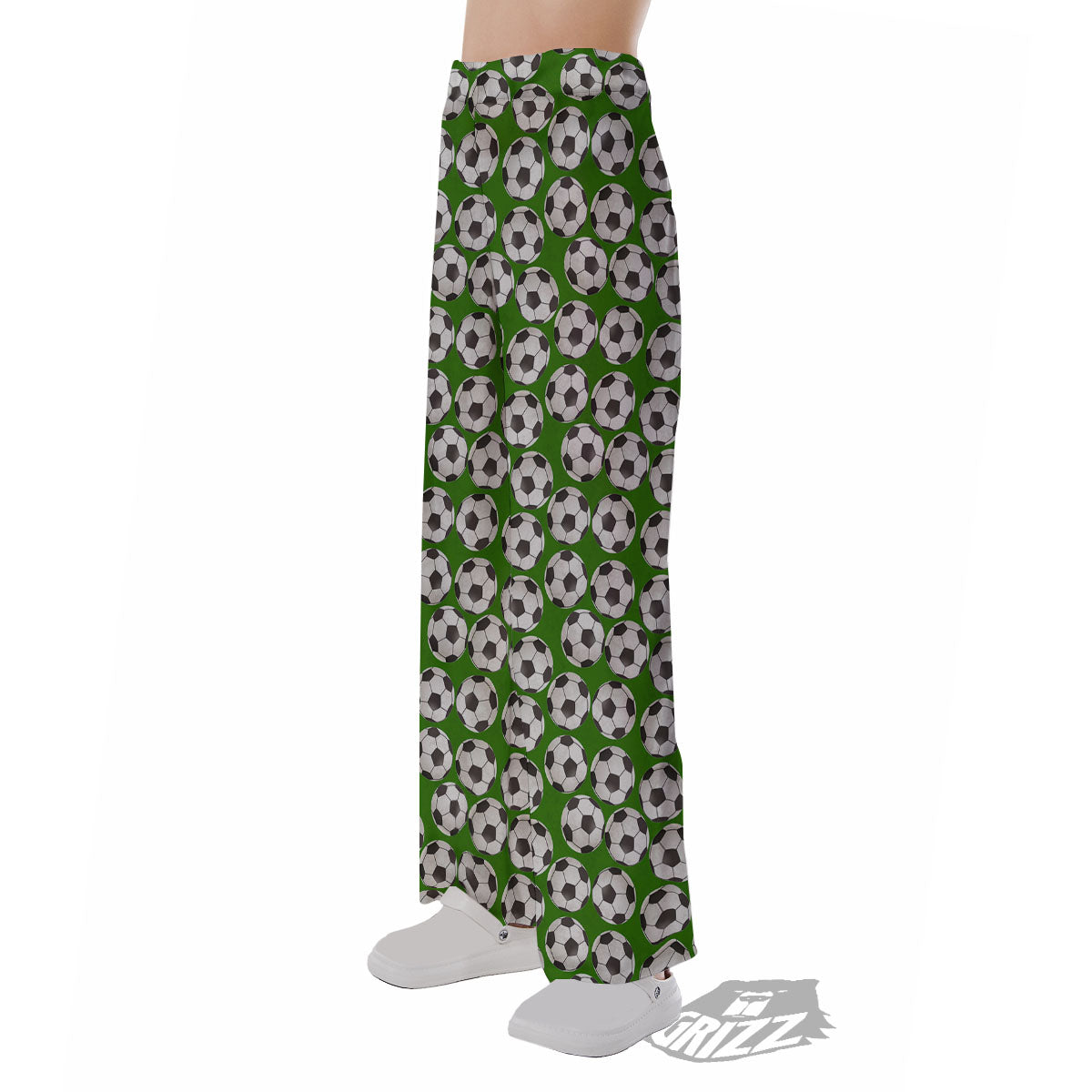 Soccer Ball Green Print Pattern Pajama Pants-grizzshop
