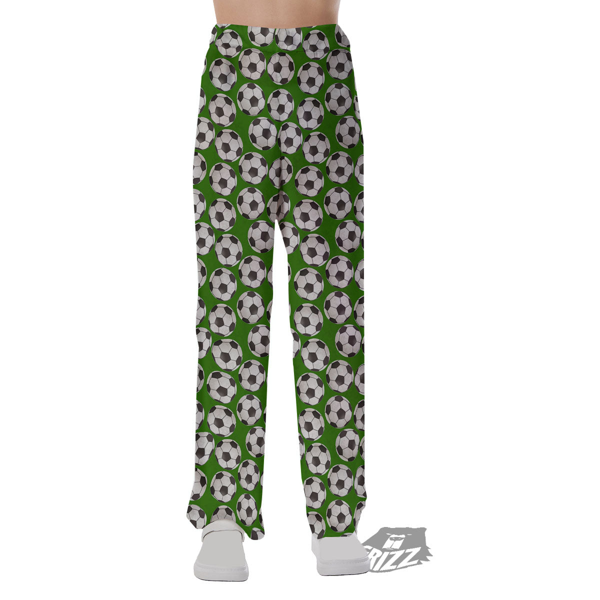 Soccer Ball Green Print Pattern Pajama Pants-grizzshop
