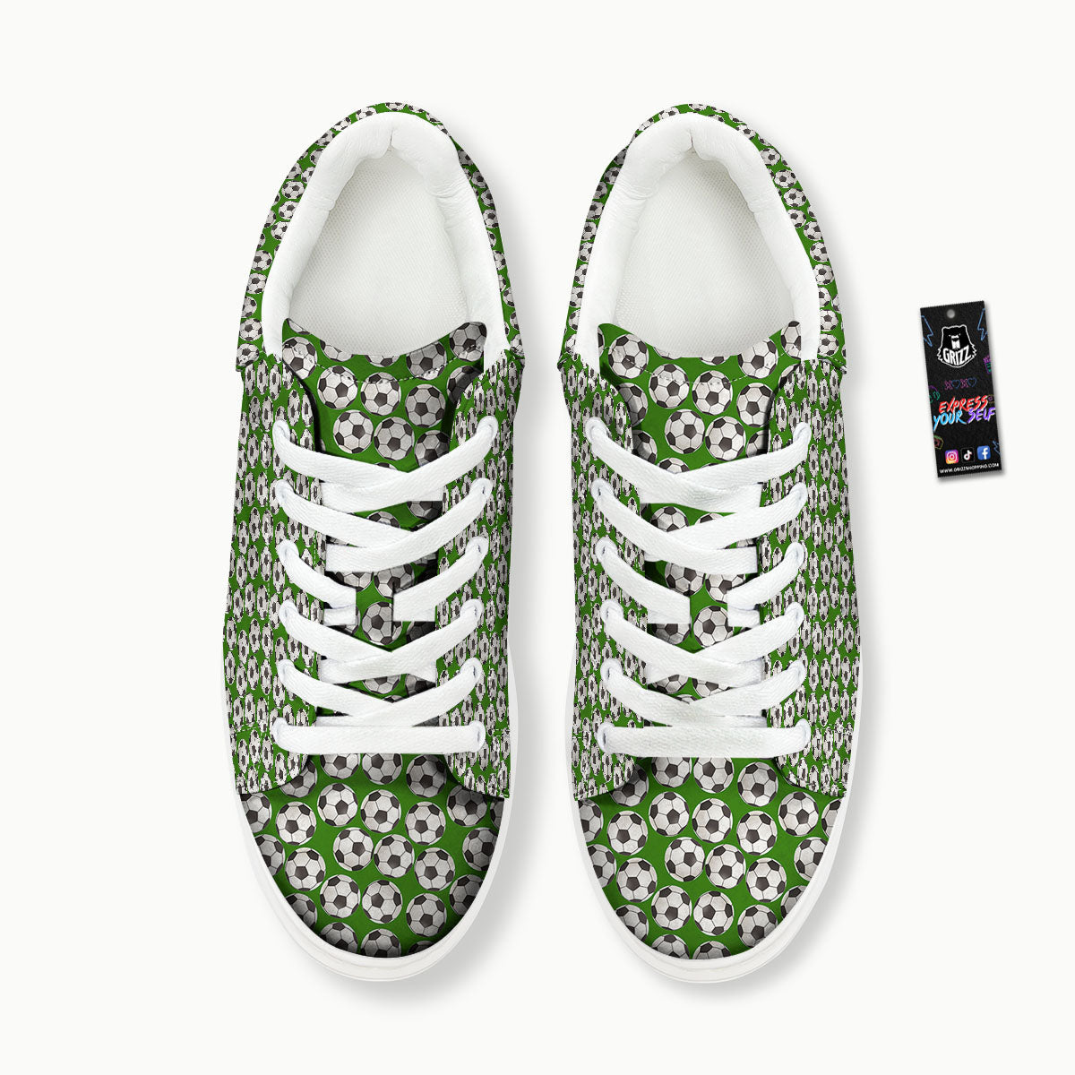 Soccer Ball Green Print Pattern Platform Shoes-grizzshop