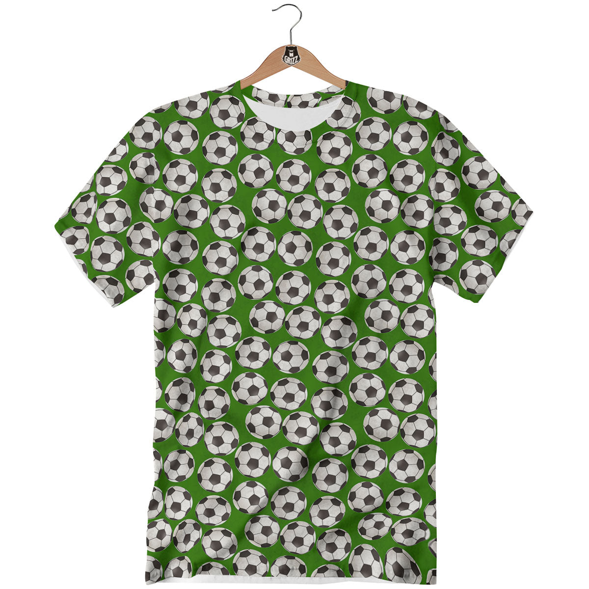 Soccer Ball Green Print Pattern T-Shirt-grizzshop