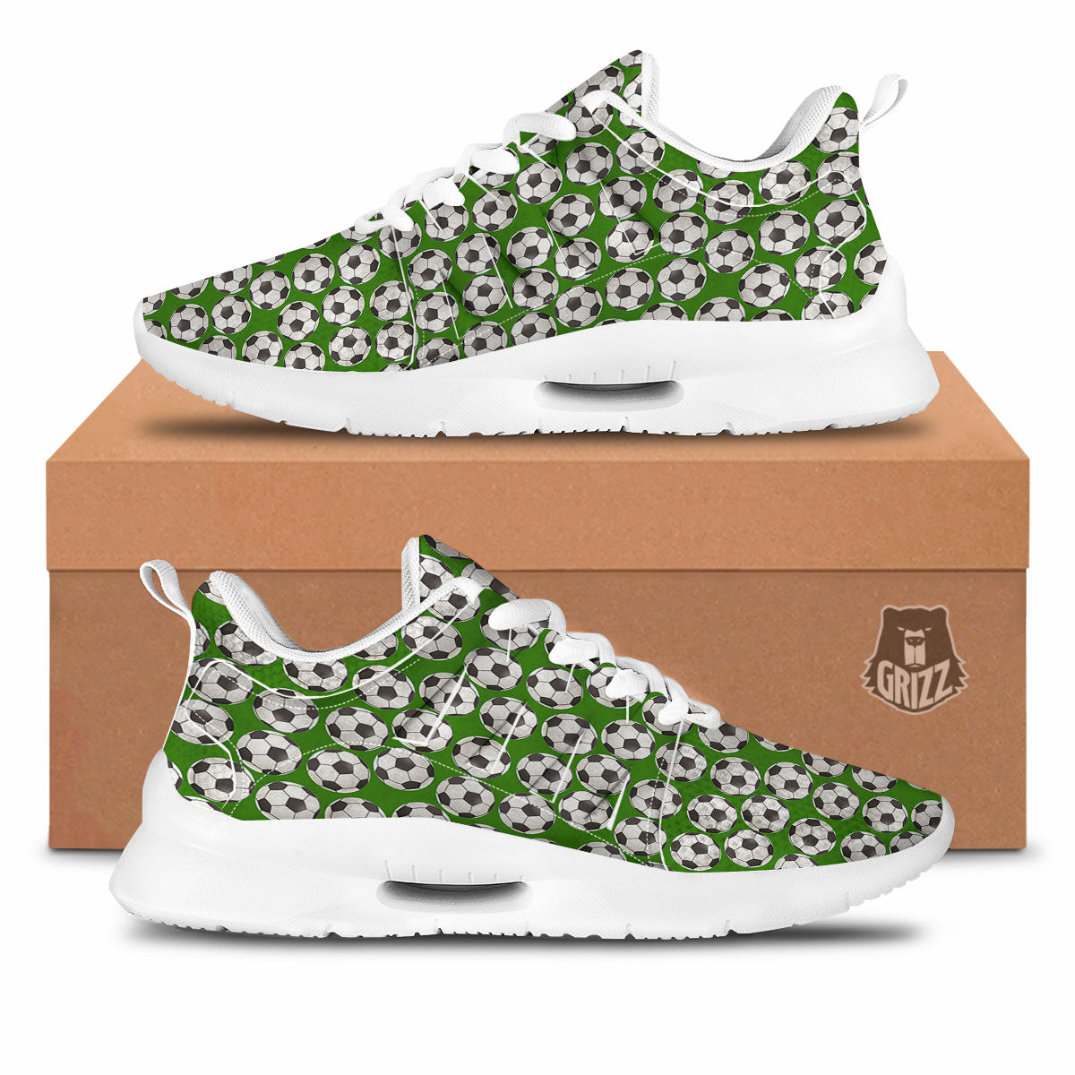 Soccer Ball Green Print Pattern Tennis Shoes-grizzshop