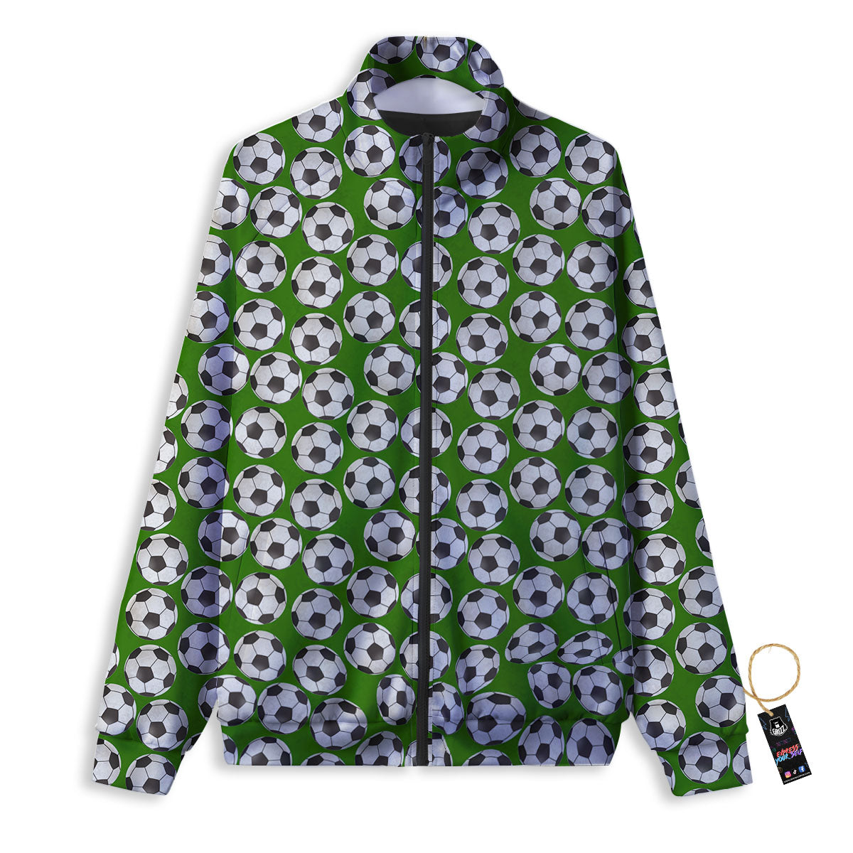 Soccer Ball Green Print Pattern Track Jacket-grizzshop