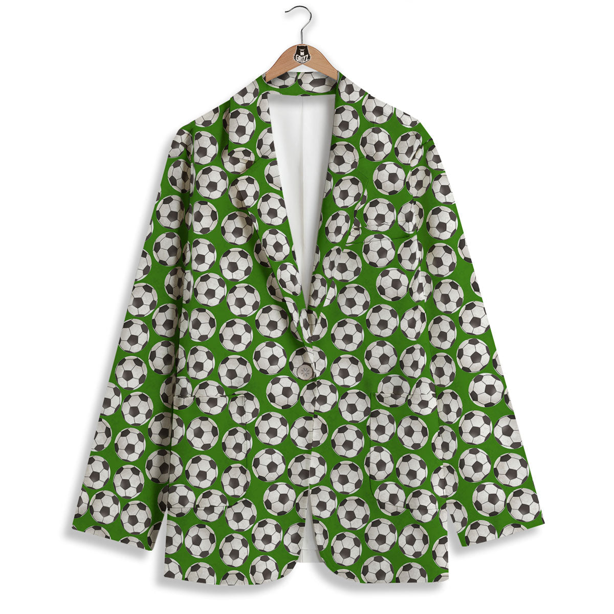 Soccer Ball Green Print Pattern Women's Blazer-grizzshop