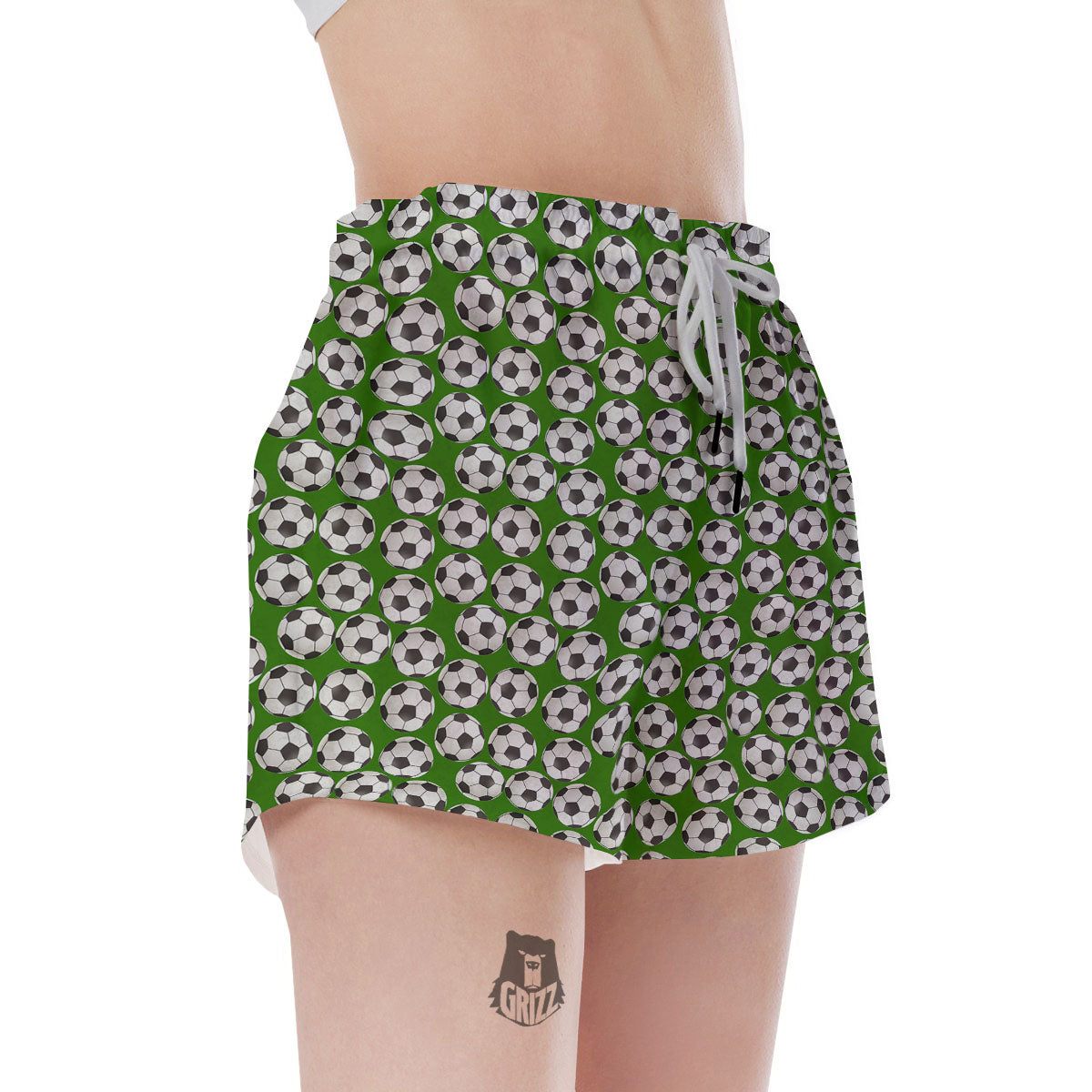 Soccer Ball Green Print Pattern Women's Shorts-grizzshop