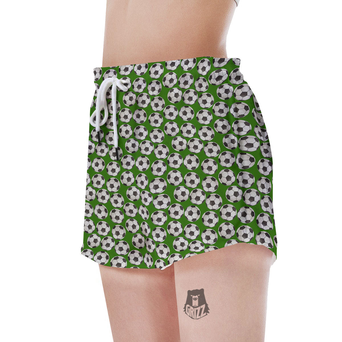 Soccer Ball Green Print Pattern Women's Shorts-grizzshop