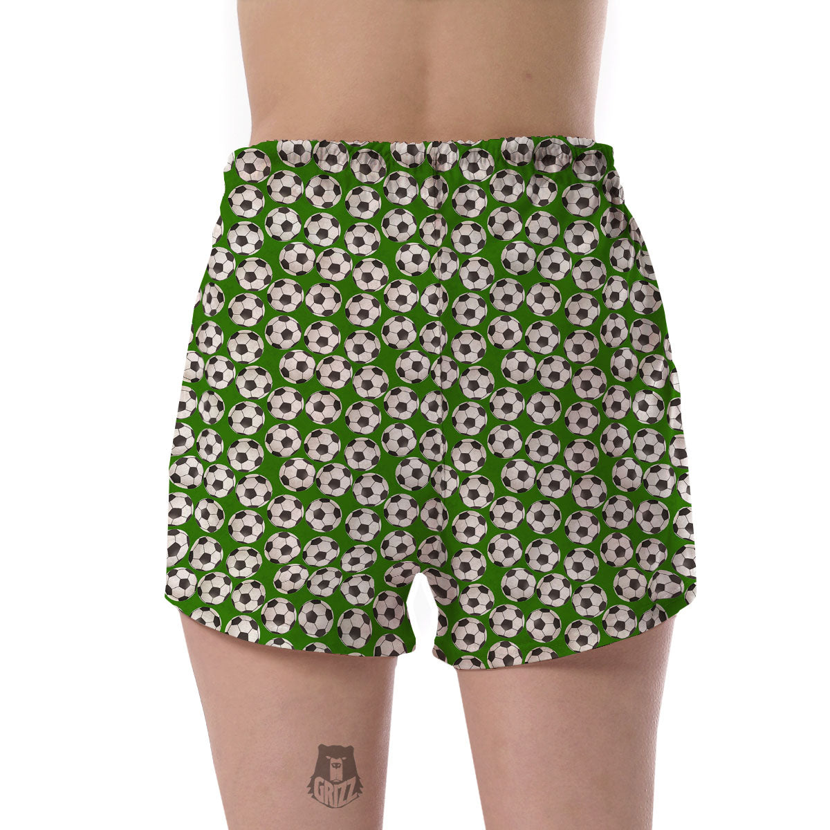 Soccer Ball Green Print Pattern Women's Shorts-grizzshop