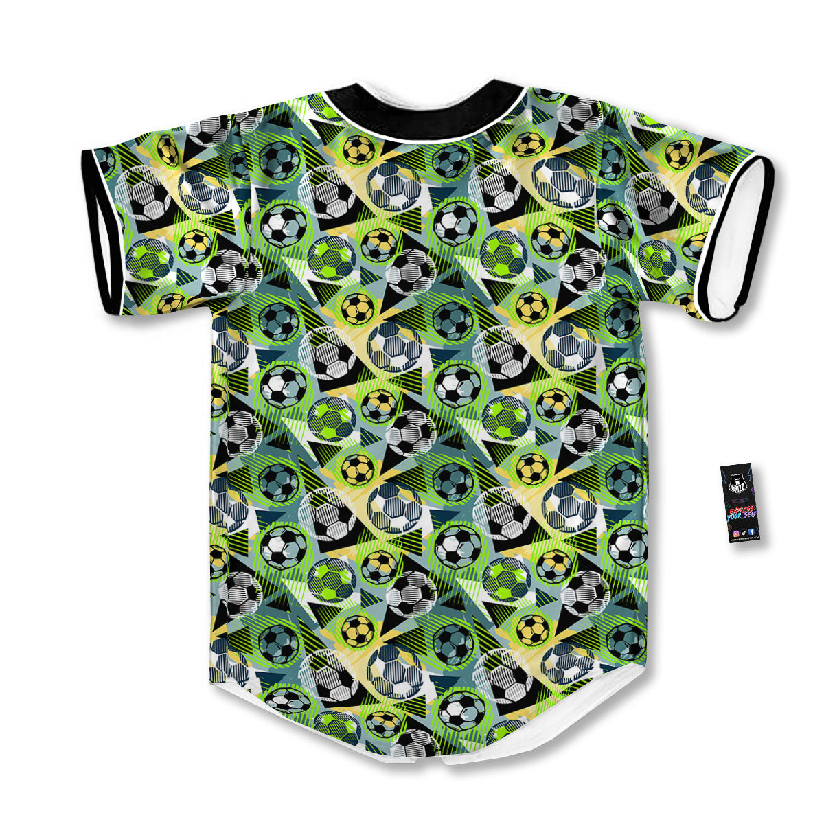 Soccer Ball Grunge Print Pattern Baseball Jersey-grizzshop