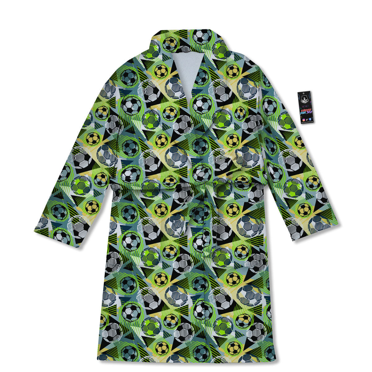 Soccer Ball Grunge Print Pattern Bathrobe-grizzshop