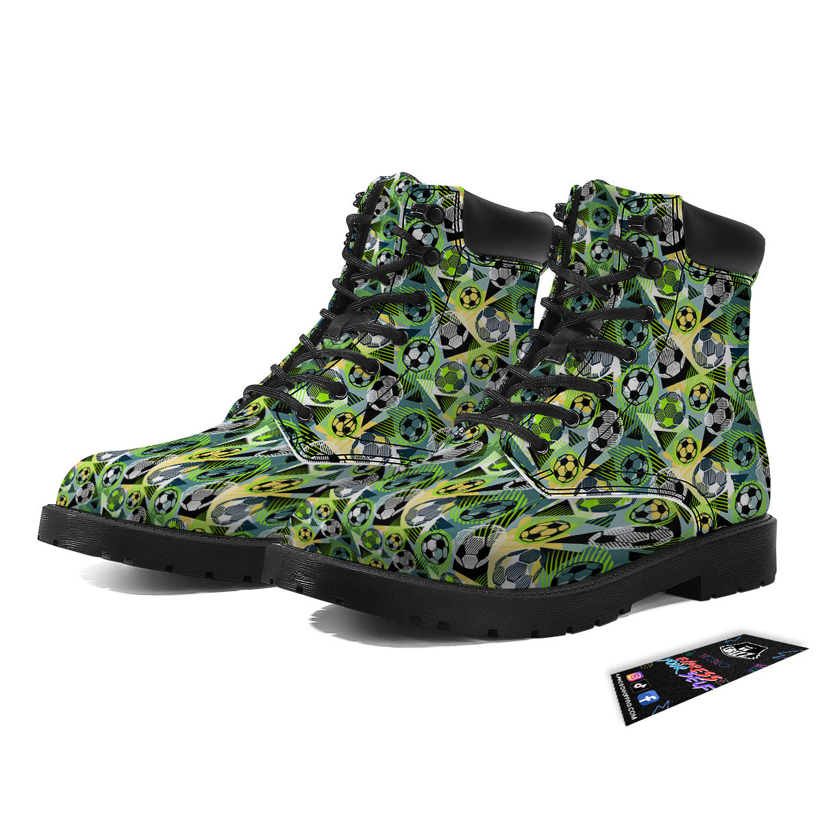 Soccer Ball Grunge Print Pattern Boots-grizzshop
