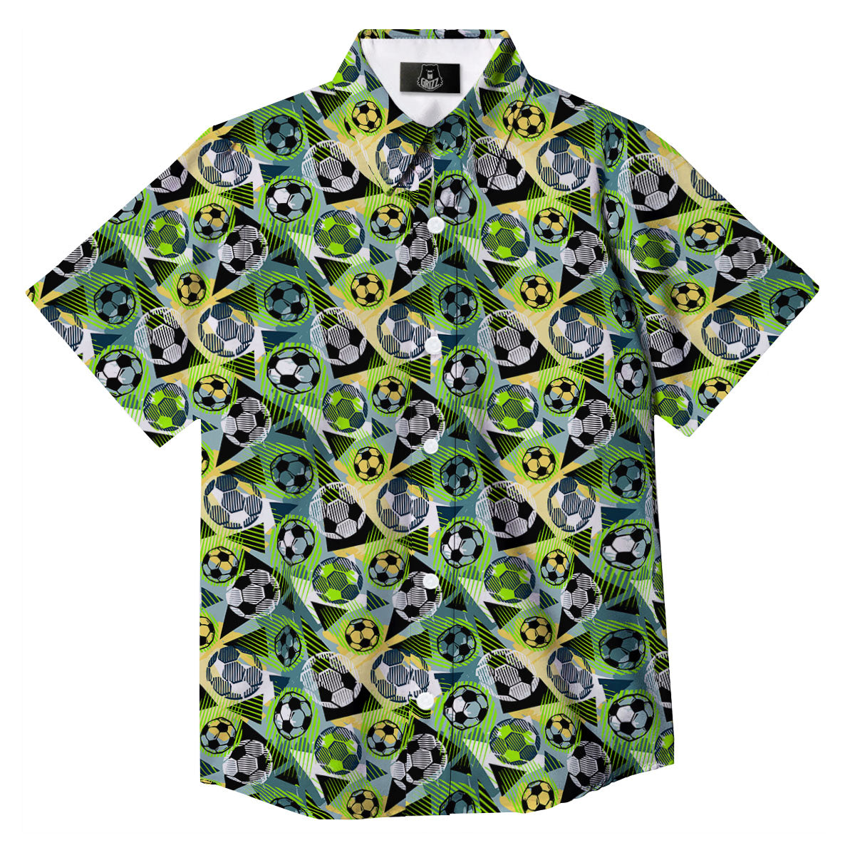 Soccer Ball Grunge Print Pattern Button Up Shirt-grizzshop