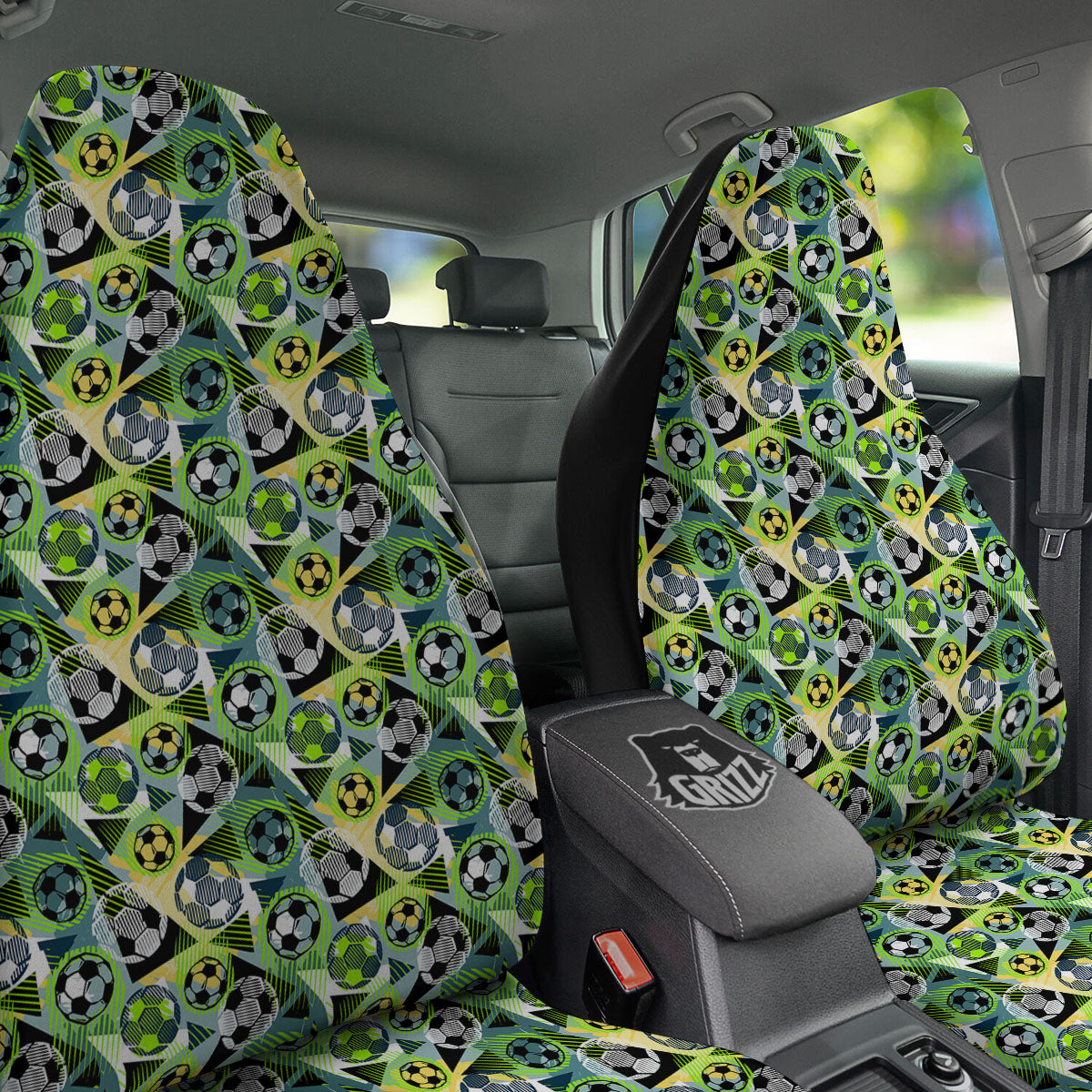 Soccer Ball Grunge Print Pattern Car Seat Covers-grizzshop