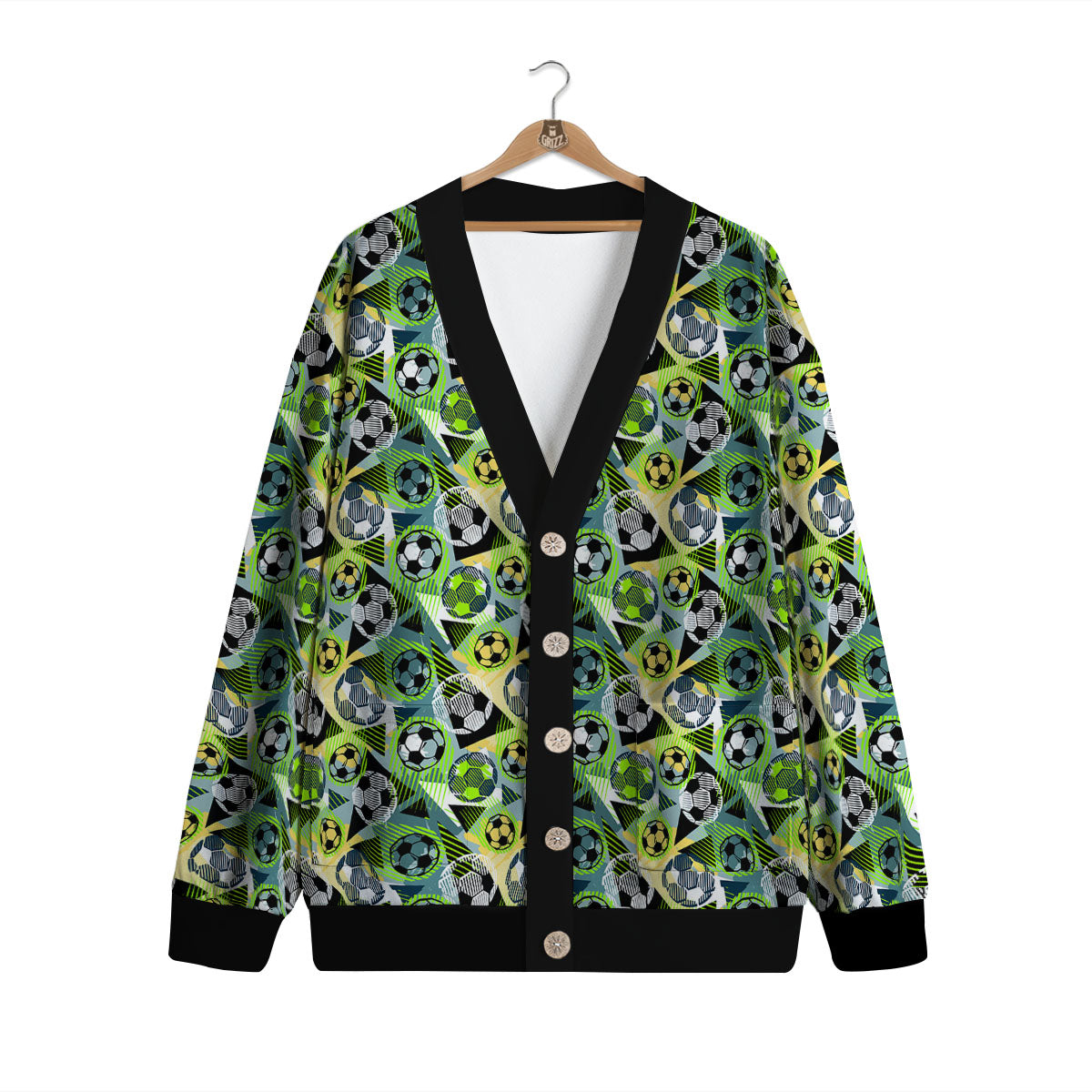 Soccer Ball Grunge Print Pattern Cardigan-grizzshop
