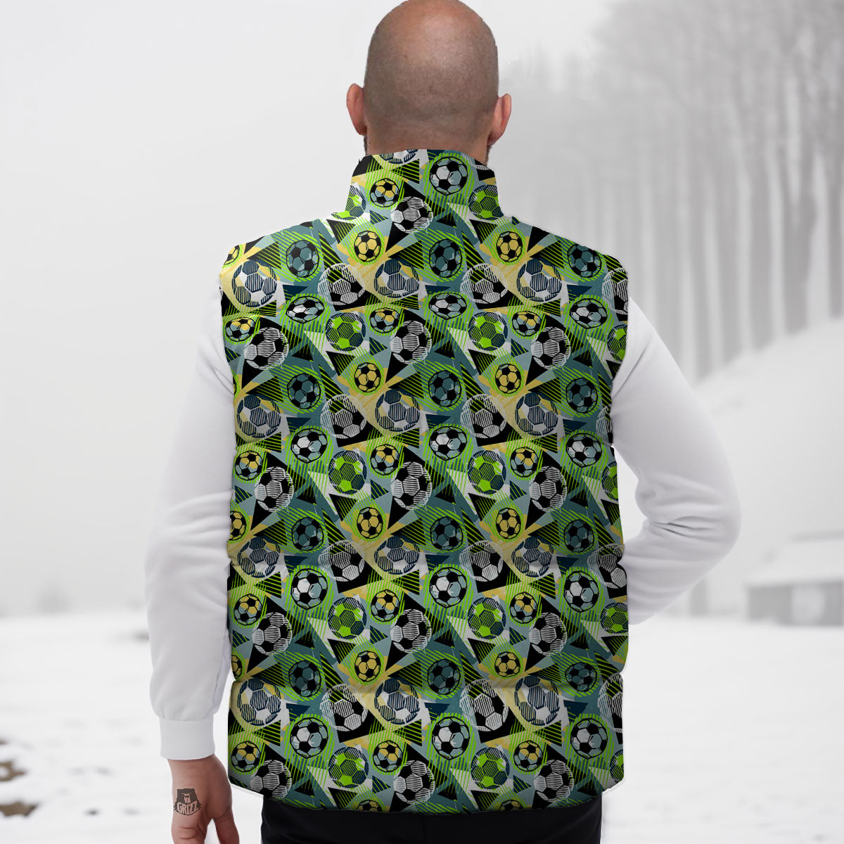 Soccer Ball Grunge Print Pattern Down Vest
