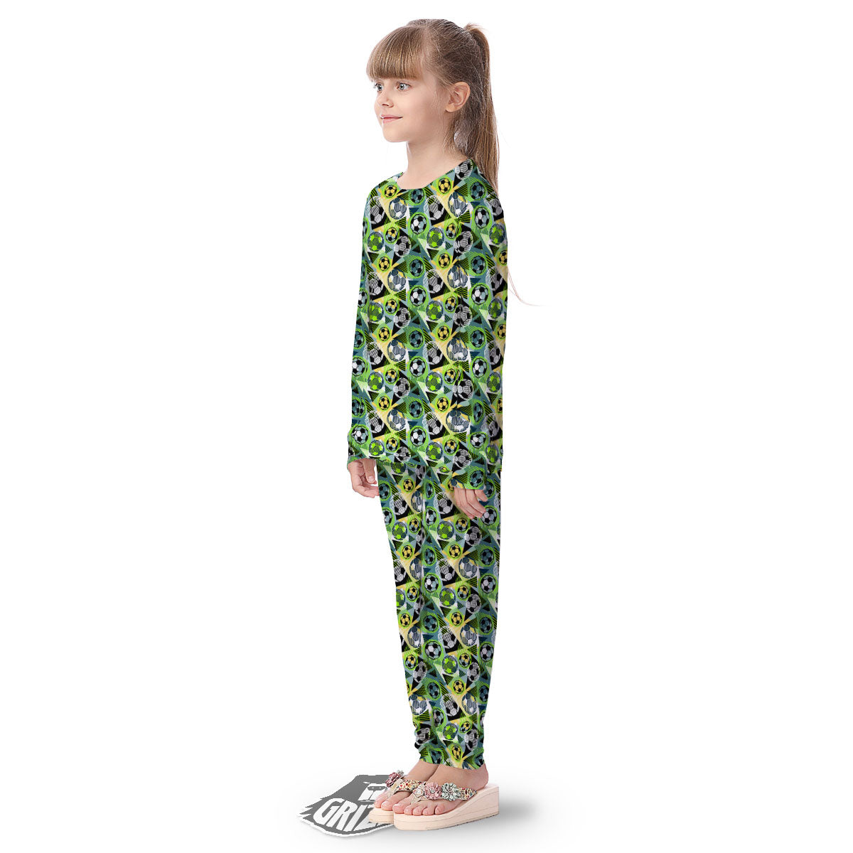 Soccer Ball Grunge Print Pattern Kid's Pajamas-grizzshop