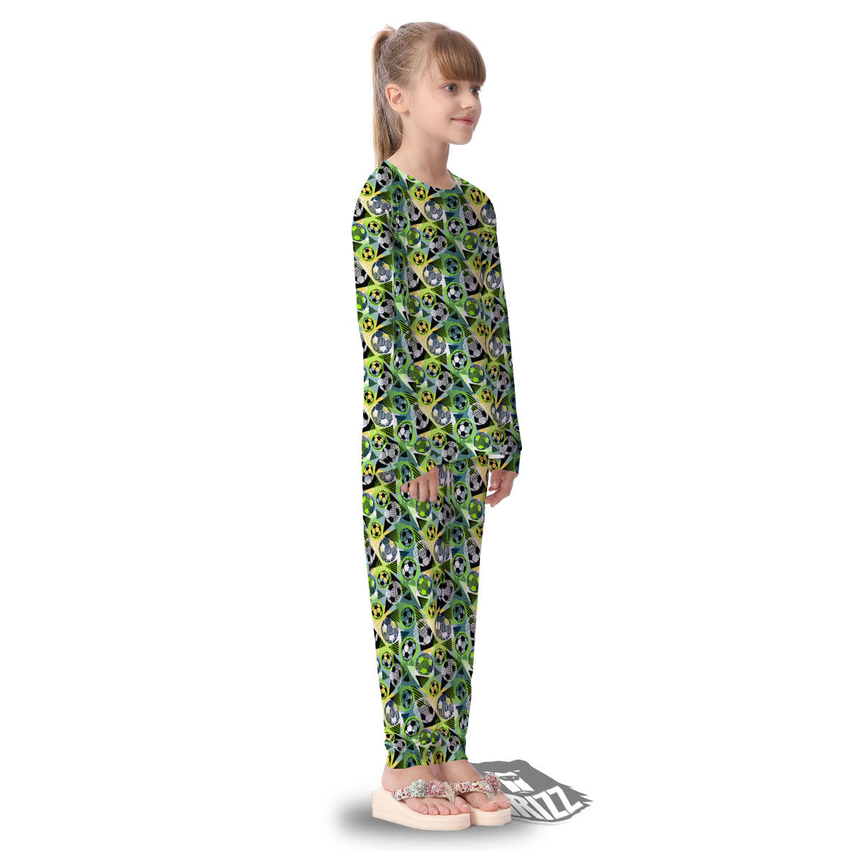 Soccer Ball Grunge Print Pattern Kid's Pajamas-grizzshop