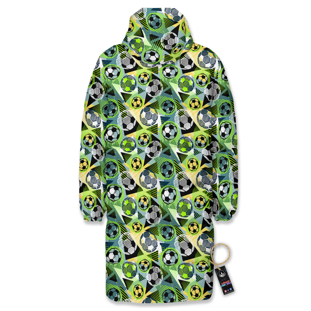 Soccer Ball Grunge Print Pattern Long Down Jacket-grizzshop
