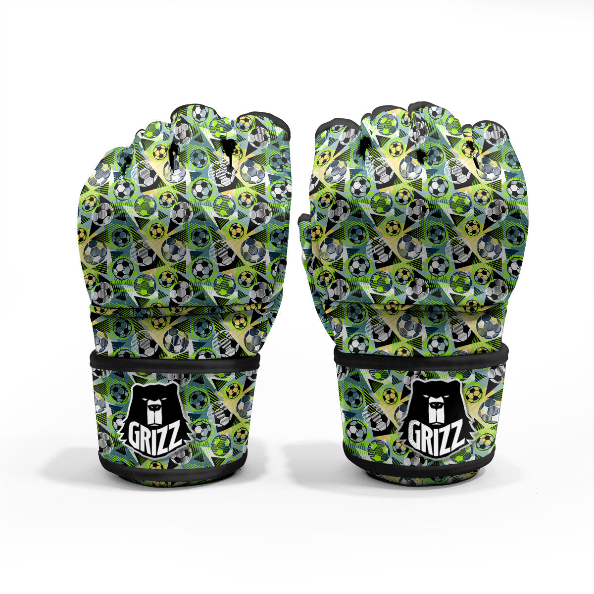 Soccer Ball Grunge Print Pattern MMA Gloves-grizzshop