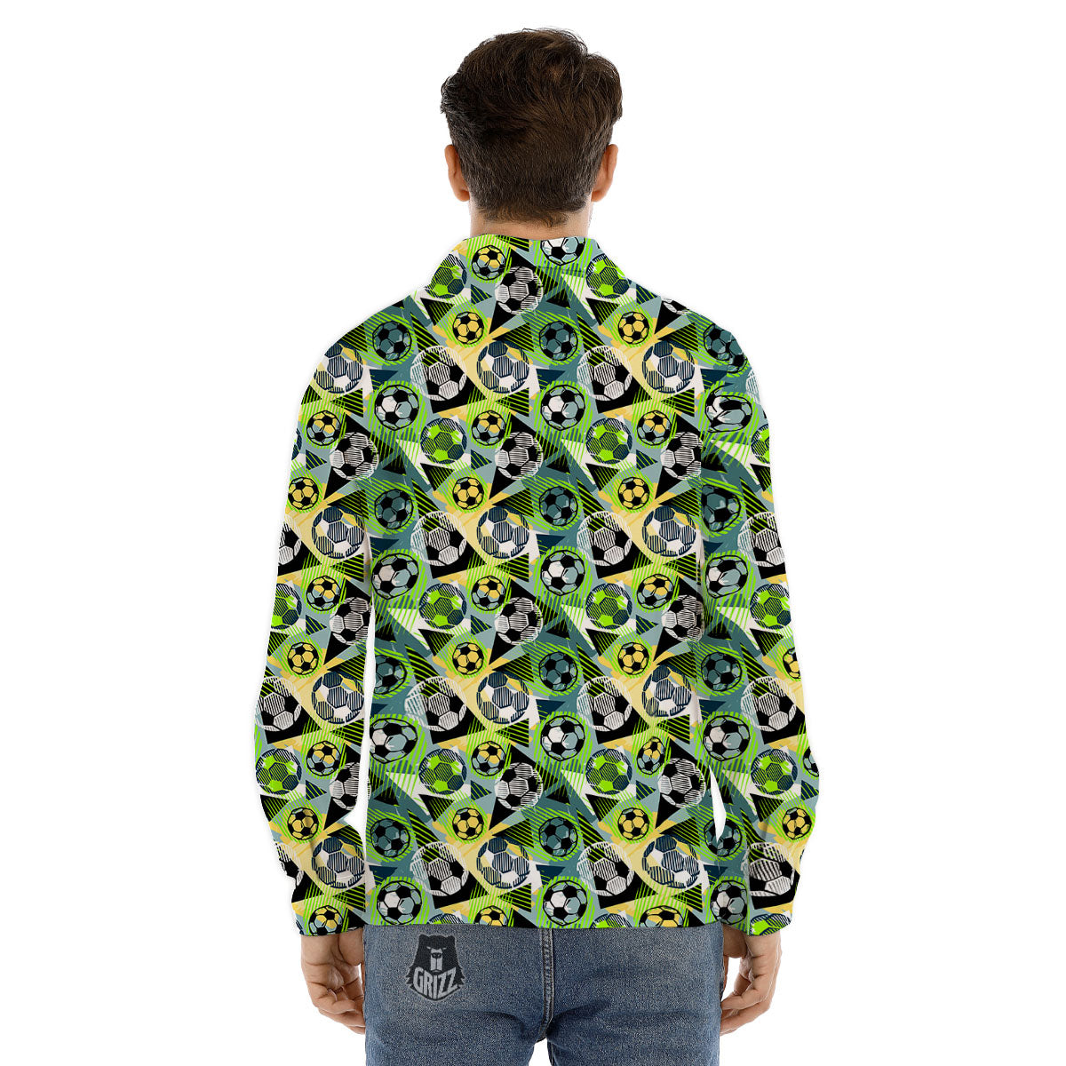 Soccer Ball Grunge Print Pattern Men's Dress Shirts-grizzshop