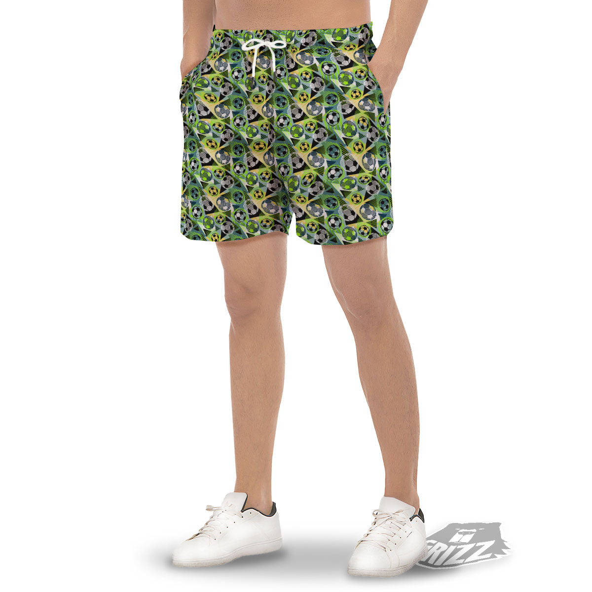 Soccer Ball Grunge Print Pattern Men's Gym Shorts-grizzshop