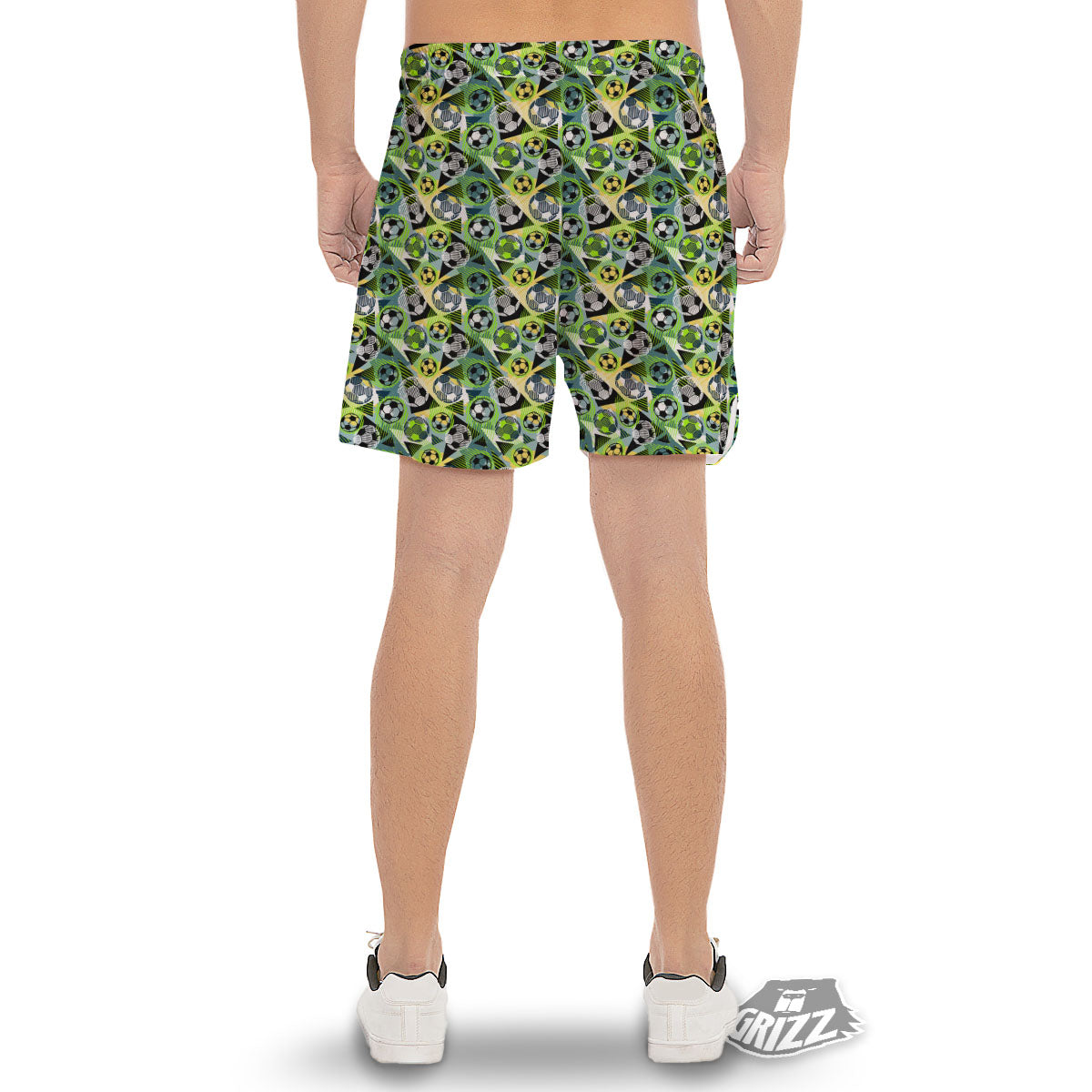Soccer Ball Grunge Print Pattern Men's Gym Shorts-grizzshop