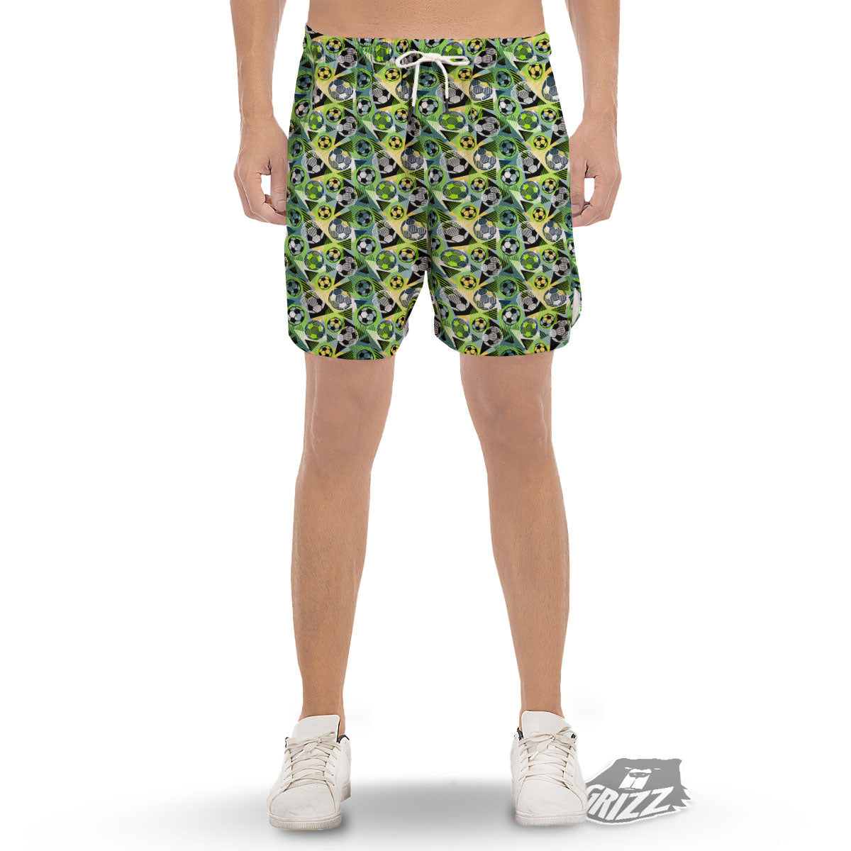 Soccer Ball Grunge Print Pattern Men's Gym Shorts-grizzshop