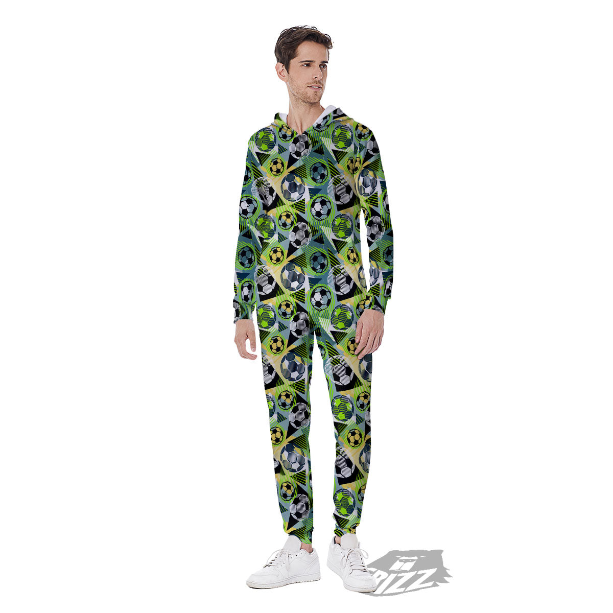 Soccer Ball Grunge Print Pattern Men's Jumpsuit-grizzshop