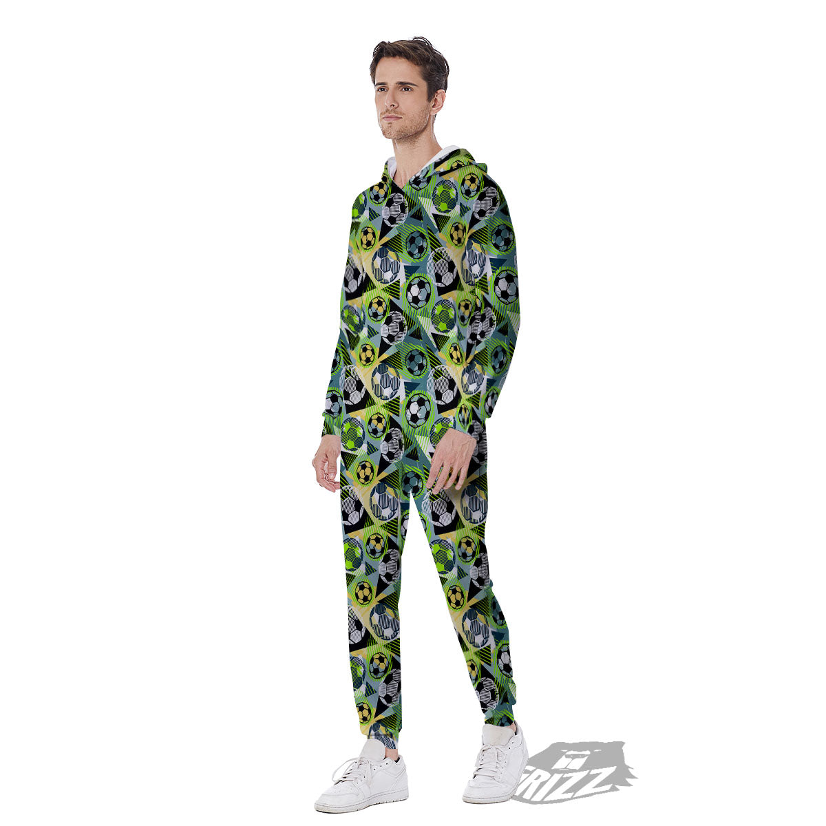 Soccer Ball Grunge Print Pattern Men's Jumpsuit-grizzshop