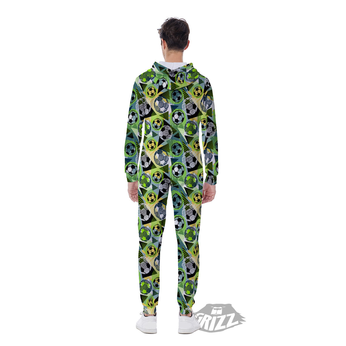 Soccer Ball Grunge Print Pattern Men's Jumpsuit-grizzshop