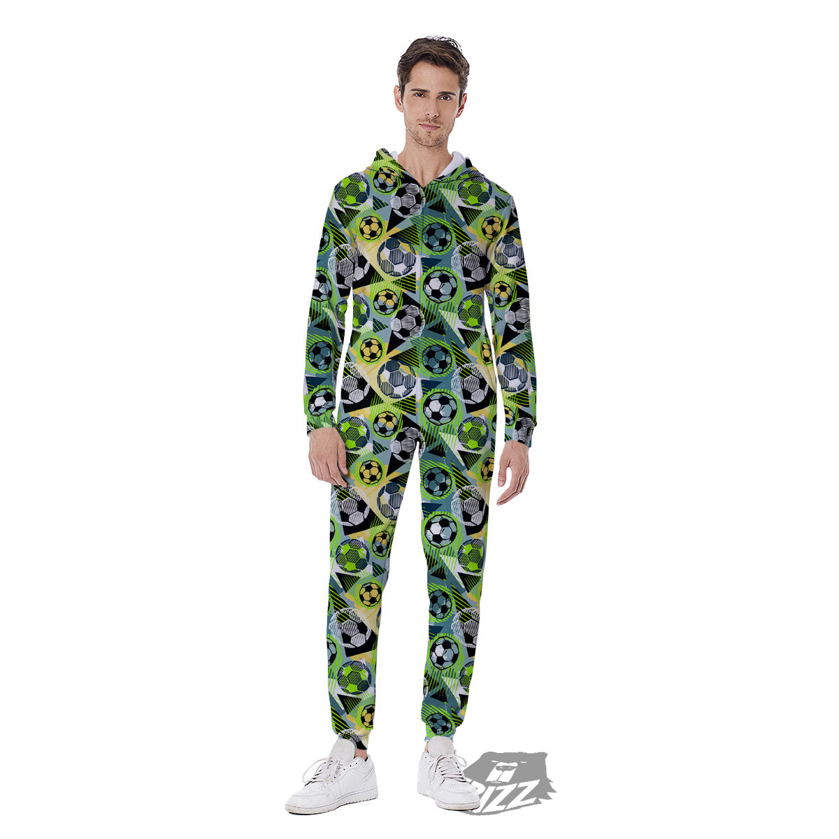 Soccer Ball Grunge Print Pattern Men's Jumpsuit-grizzshop