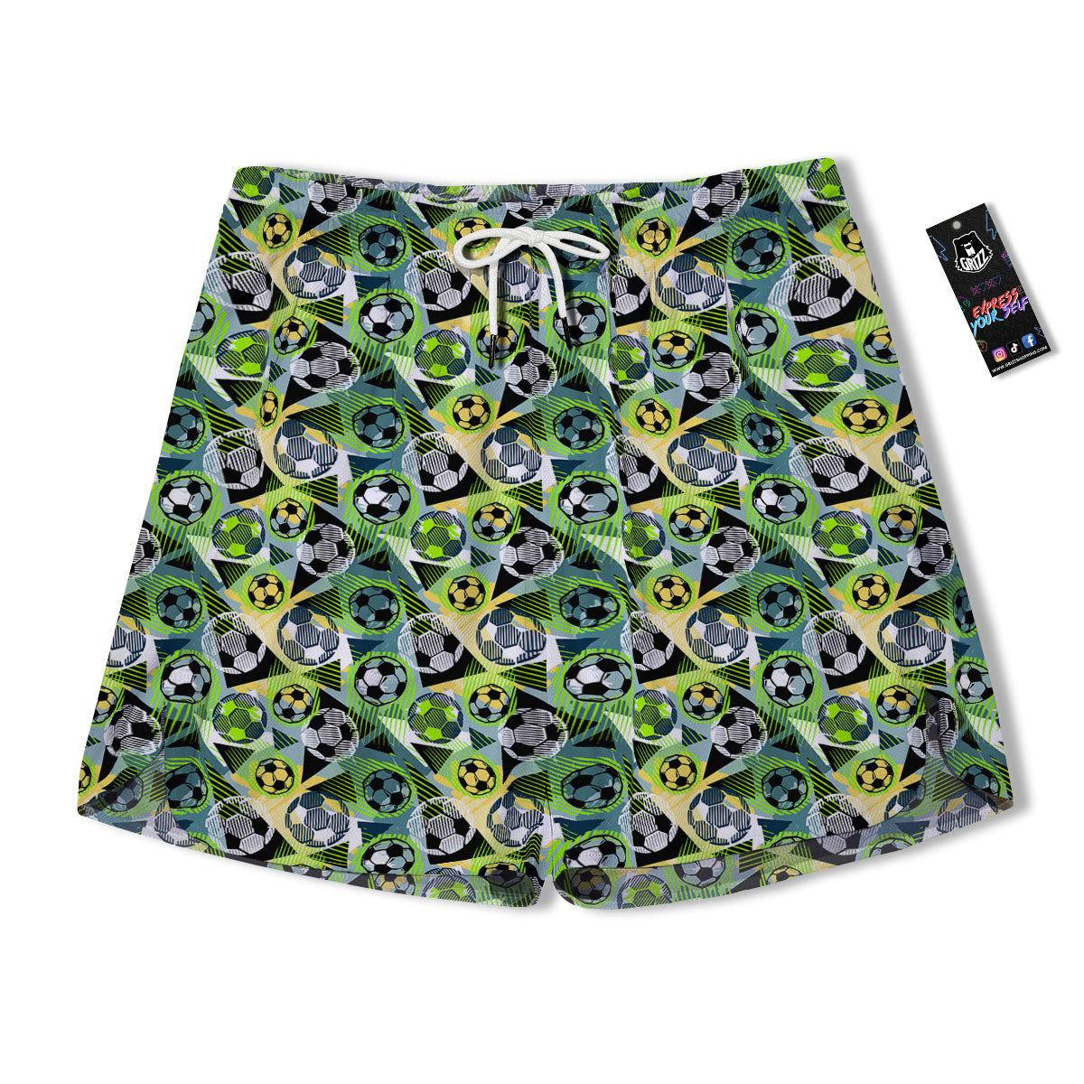 Soccer Ball Grunge Print Pattern Men's Running Shorts-grizzshop