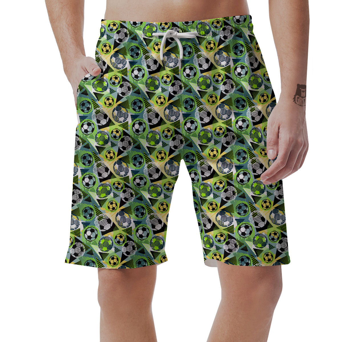 Soccer Ball Grunge Print Pattern Men's Shorts-grizzshop