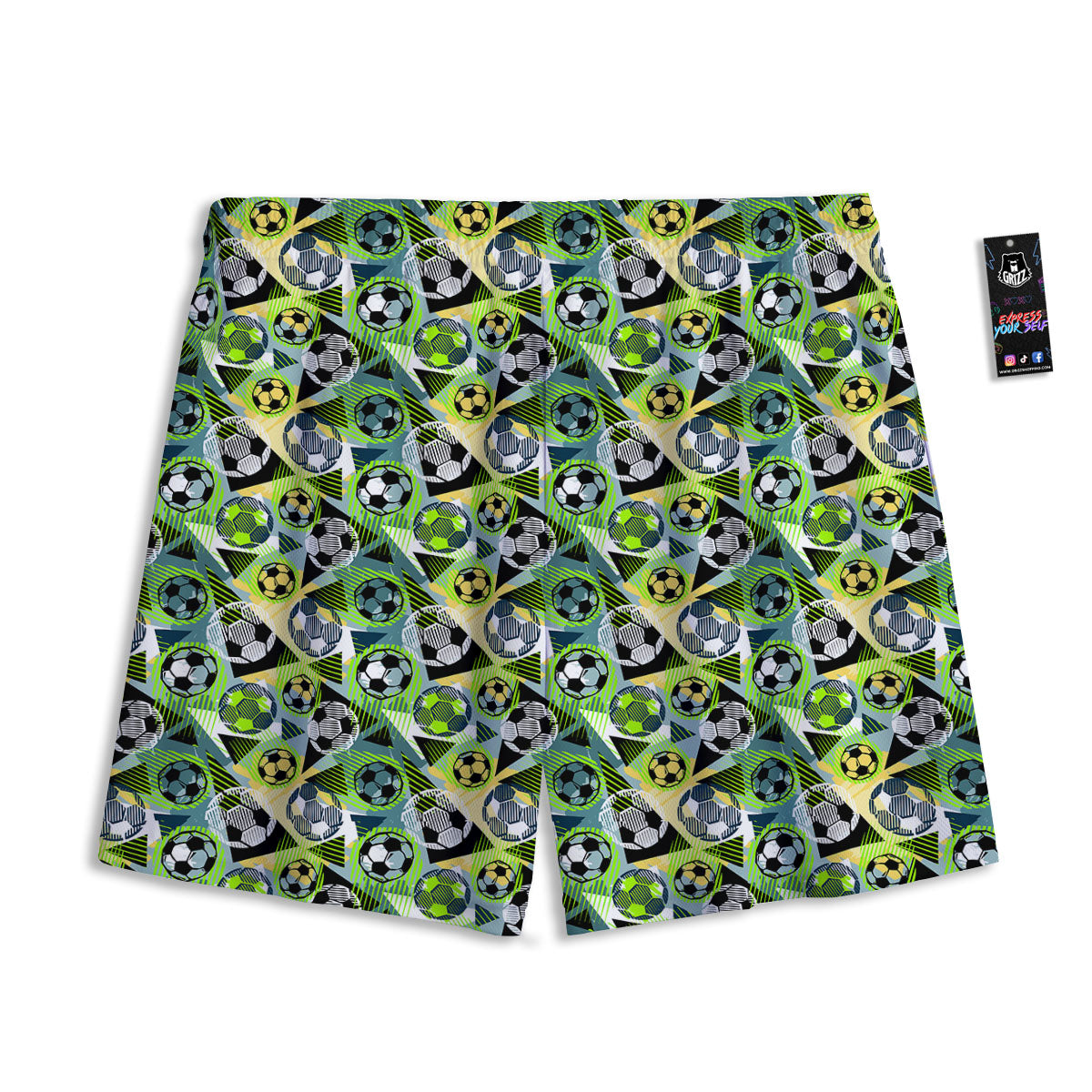 Soccer Ball Grunge Print Pattern Mesh Shorts