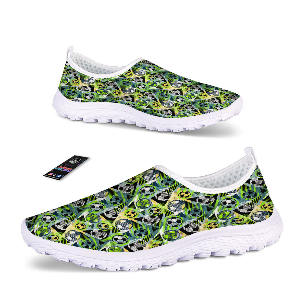 Soccer Ball Grunge Print Pattern Nurse Shoes-grizzshop