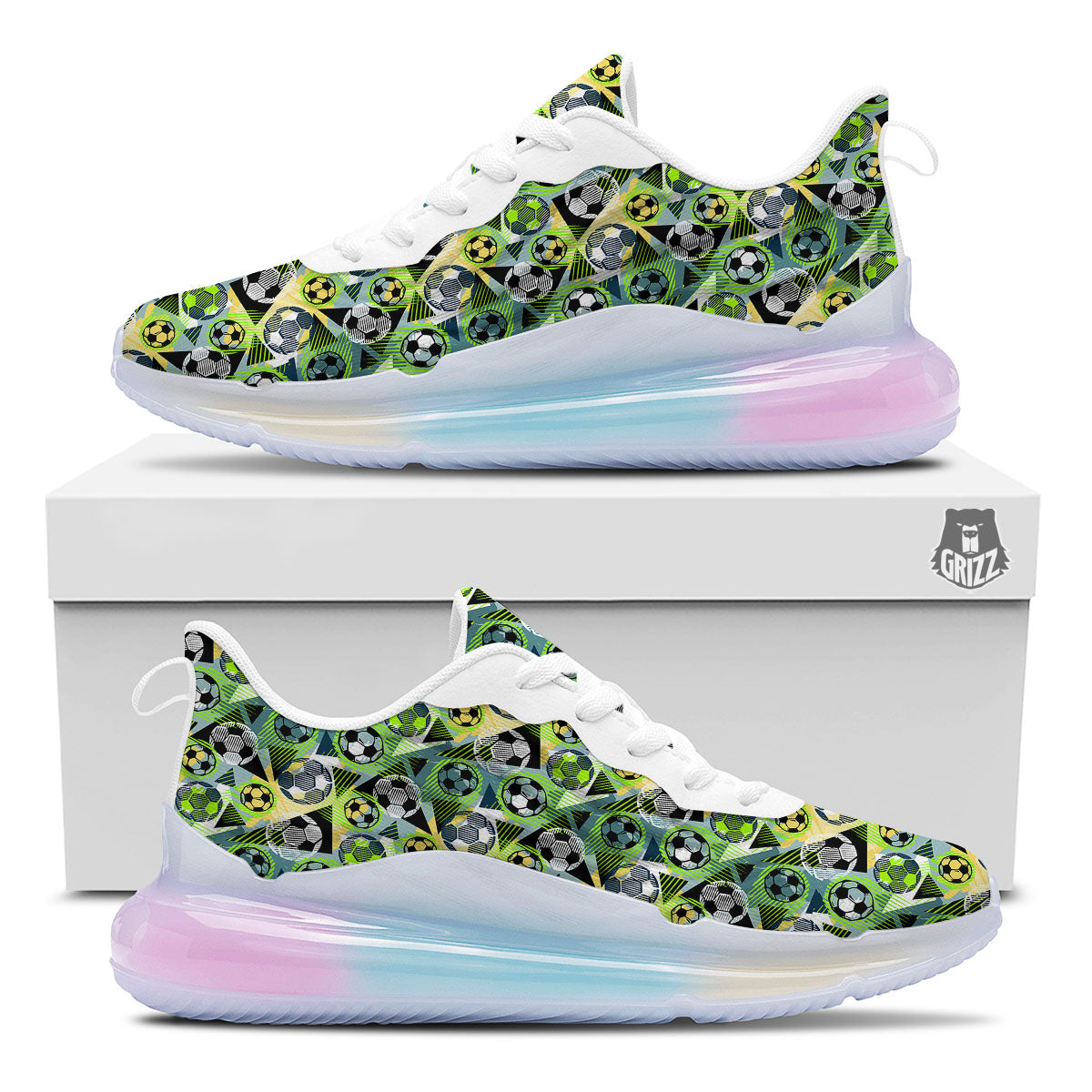 Soccer Ball Grunge Print Pattern Running Sneakers-grizzshop