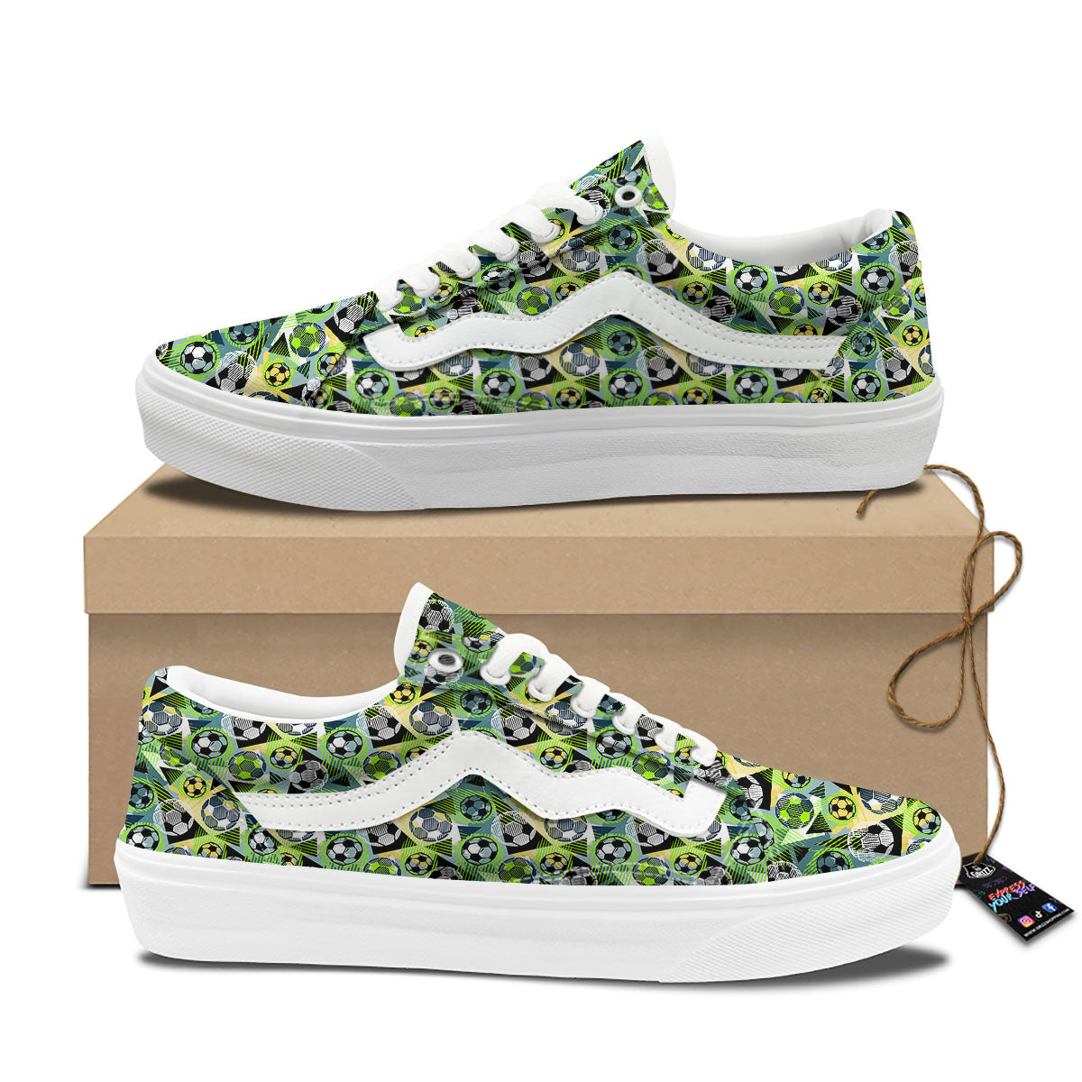 Soccer Ball Grunge Print Pattern Skate Shoes-grizzshop