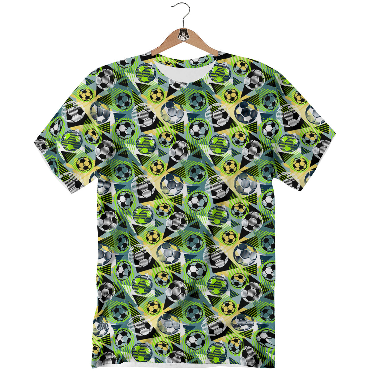 Soccer Ball Grunge Print Pattern T-Shirt-grizzshop