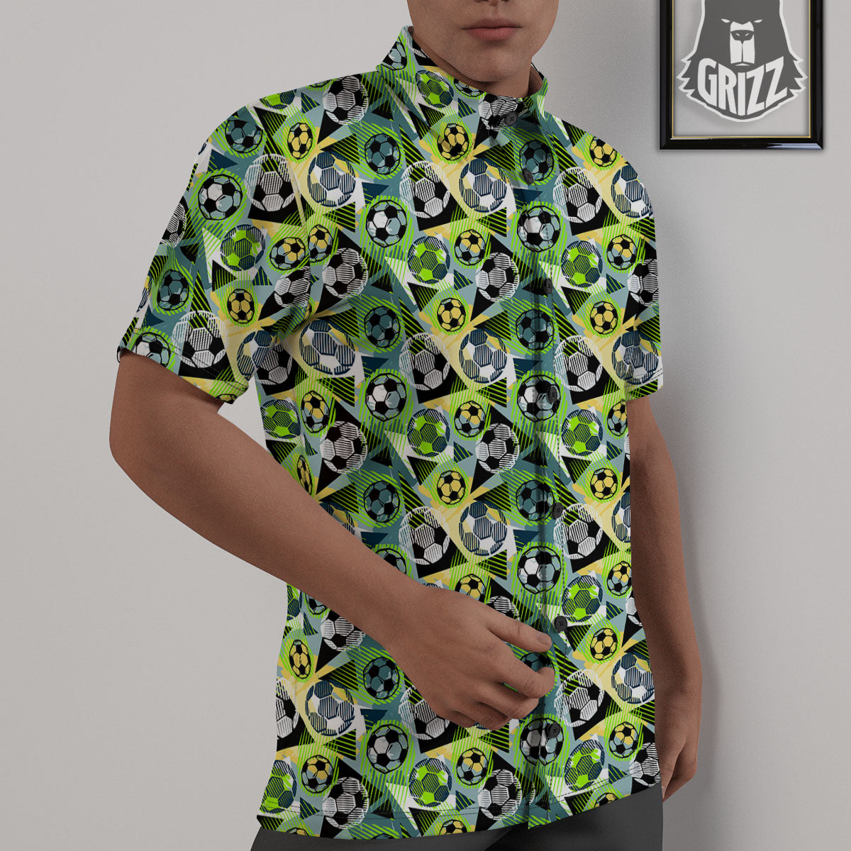 Soccer Ball Grunge Print Pattern Untucked Shirts-grizzshop