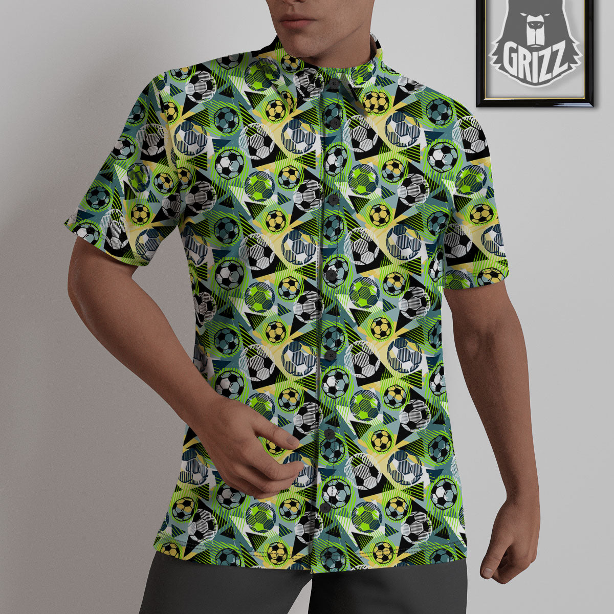 Soccer Ball Grunge Print Pattern Untucked Shirts-grizzshop