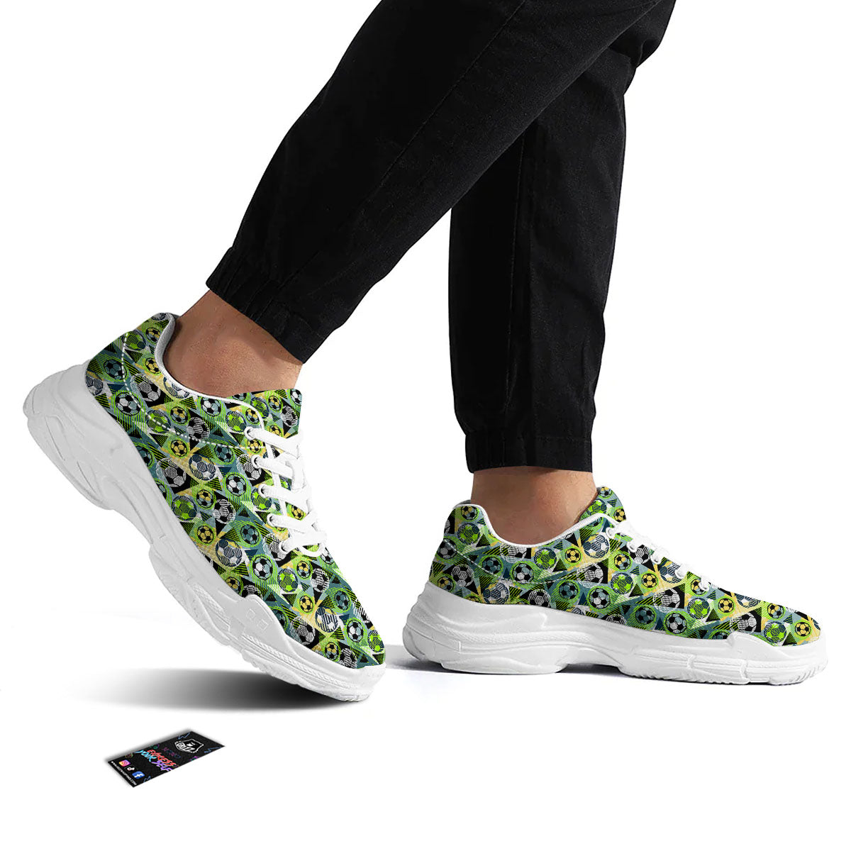 Soccer Ball Grunge Print Pattern White Chunky Shoes-grizzshop