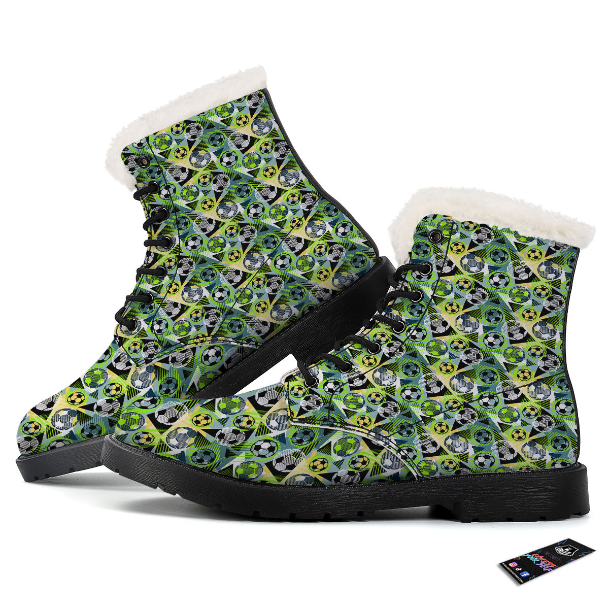 Soccer Ball Grunge Print Pattern Winter Boots-grizzshop