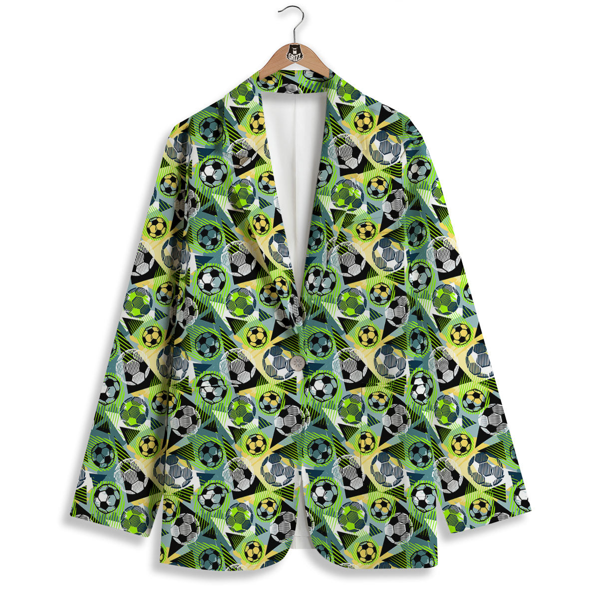 Soccer Ball Grunge Print Pattern Women's Blazer-grizzshop