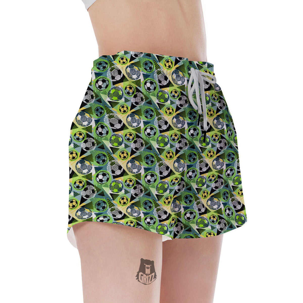 Soccer Ball Grunge Print Pattern Women's Shorts-grizzshop